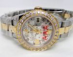 Replica ROLEX Datejust 2-Tone Silver Flower Diamond Ladies Watch